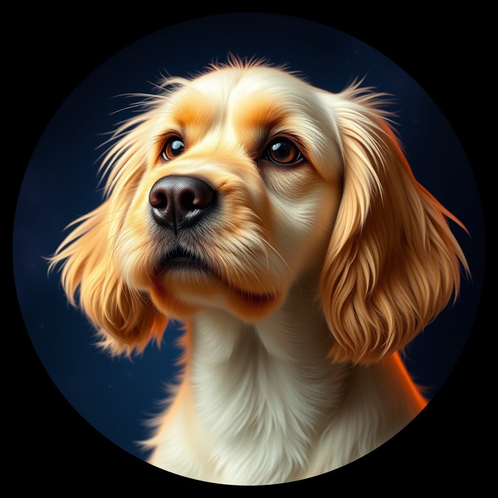 Cosmic medallion portrait of PFZ37E11_PFZ37E11, a American Cocker Spaniel
