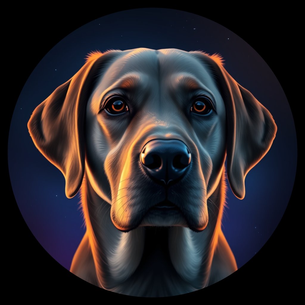 Cosmic medallion portrait of PFZ37E12_PFZ37E12, a Labrador Retriever