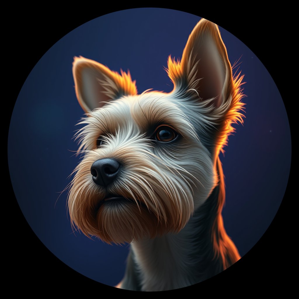 Cosmic medallion portrait of PFZ37F03_PFZ37F03, a Yorkshire Terrier