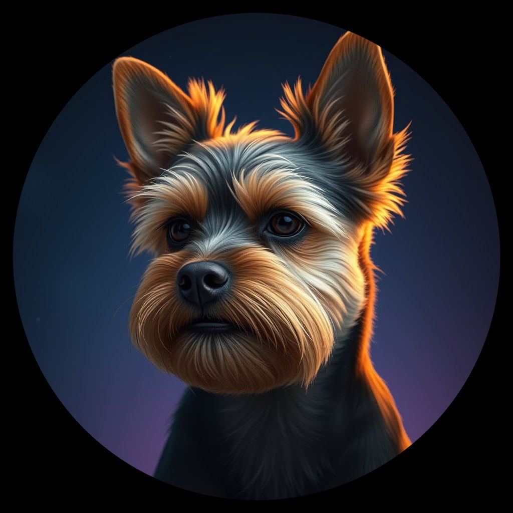 Cosmic medallion portrait of PFZ37F04_PFZ37F04, a Yorkshire Terrier