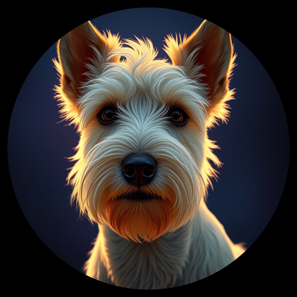 Cosmic medallion portrait of PFZ37F06_PFZ37F06, a Scottish Terrier