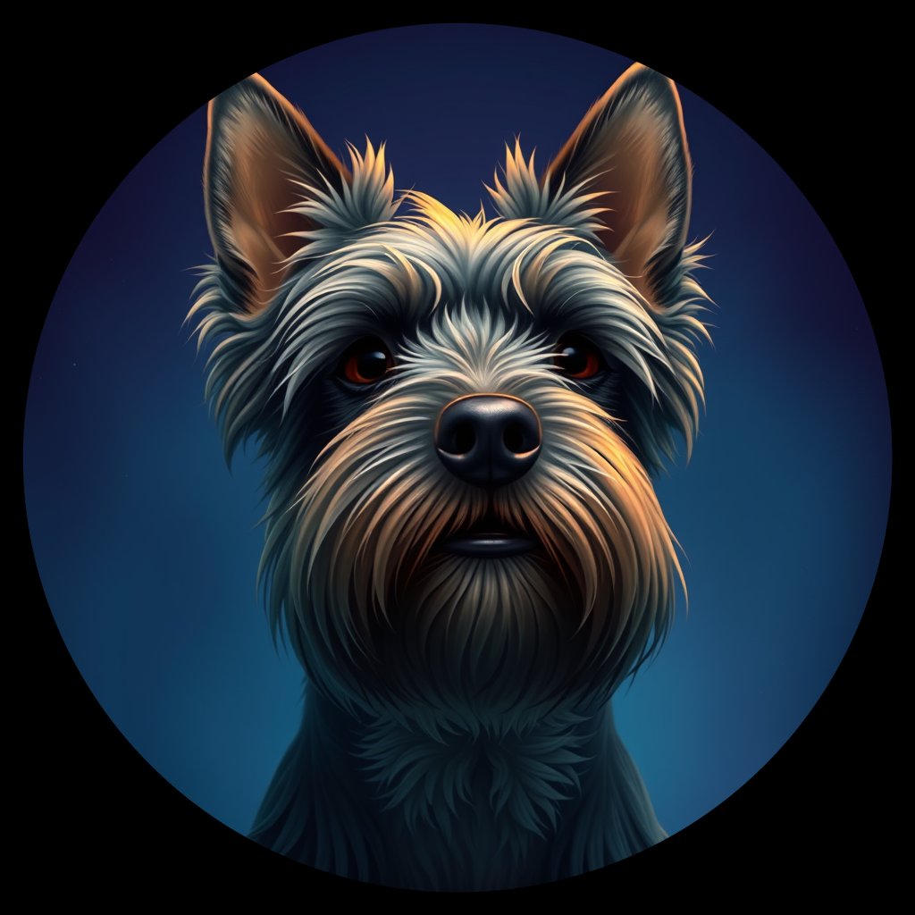 Cosmic medallion portrait of PFZ37F07_PFZ37F07, a Scottish Terrier