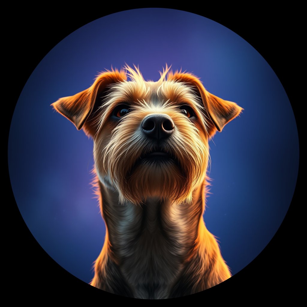 Cosmic medallion portrait of PFZ37F08_PFZ37F08, a Border Terrier