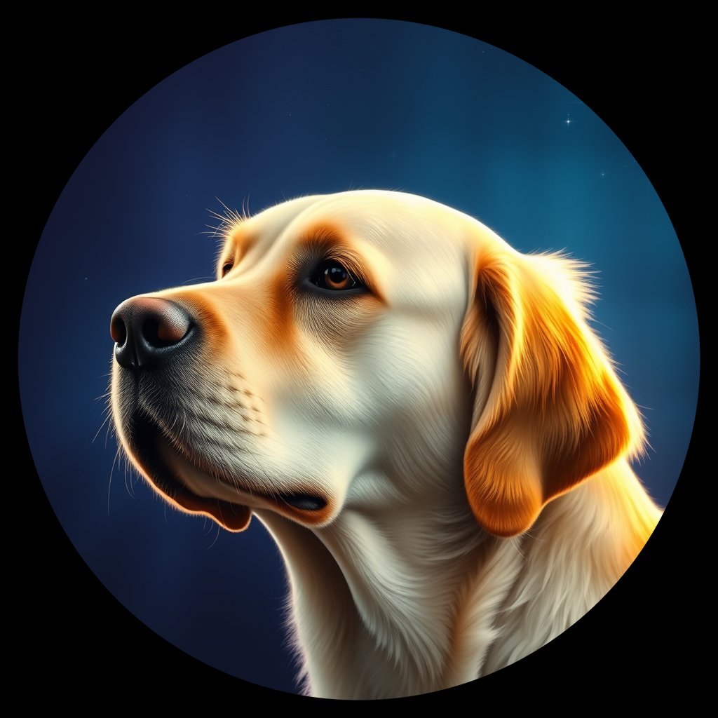 Cosmic medallion portrait of PFZ37F09_PFZ37F09, a Golden Retriever
