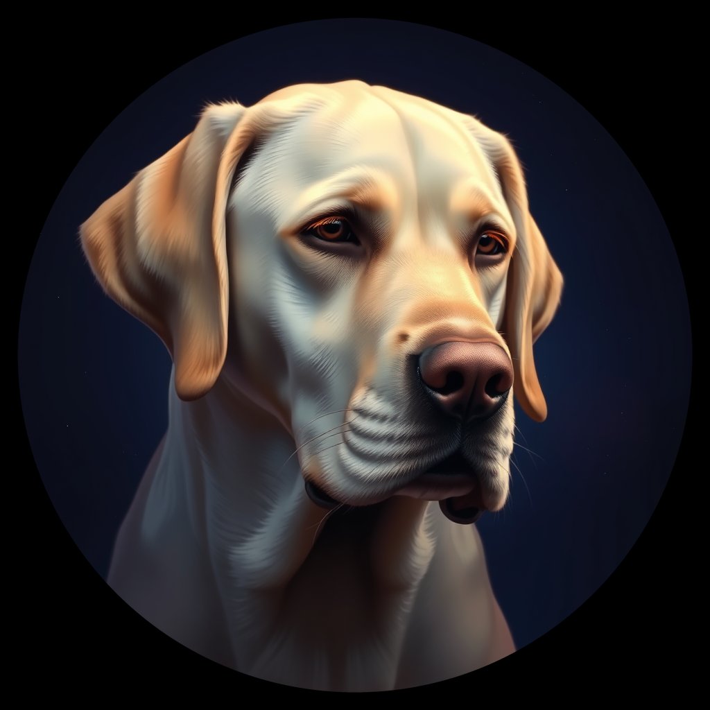 Cosmic medallion portrait of PFZ37F11_PFZ37F11, a Labrador Retriever