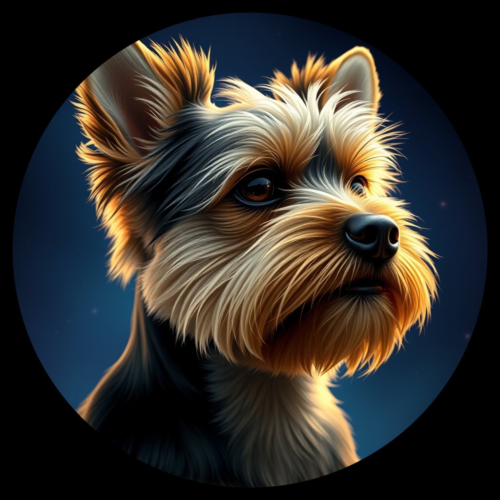 Cosmic medallion portrait of PFZ37G03_PFZ37G03, a Yorkshire Terrier