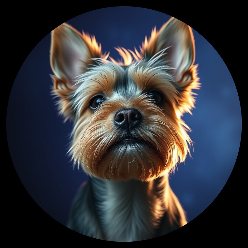 Cosmic medallion portrait of PFZ37G04_PFZ37G04, a Yorkshire Terrier
