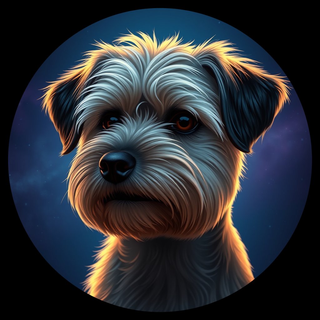Cosmic medallion portrait of PFZ37G05_PFZ37G05, a Havanese