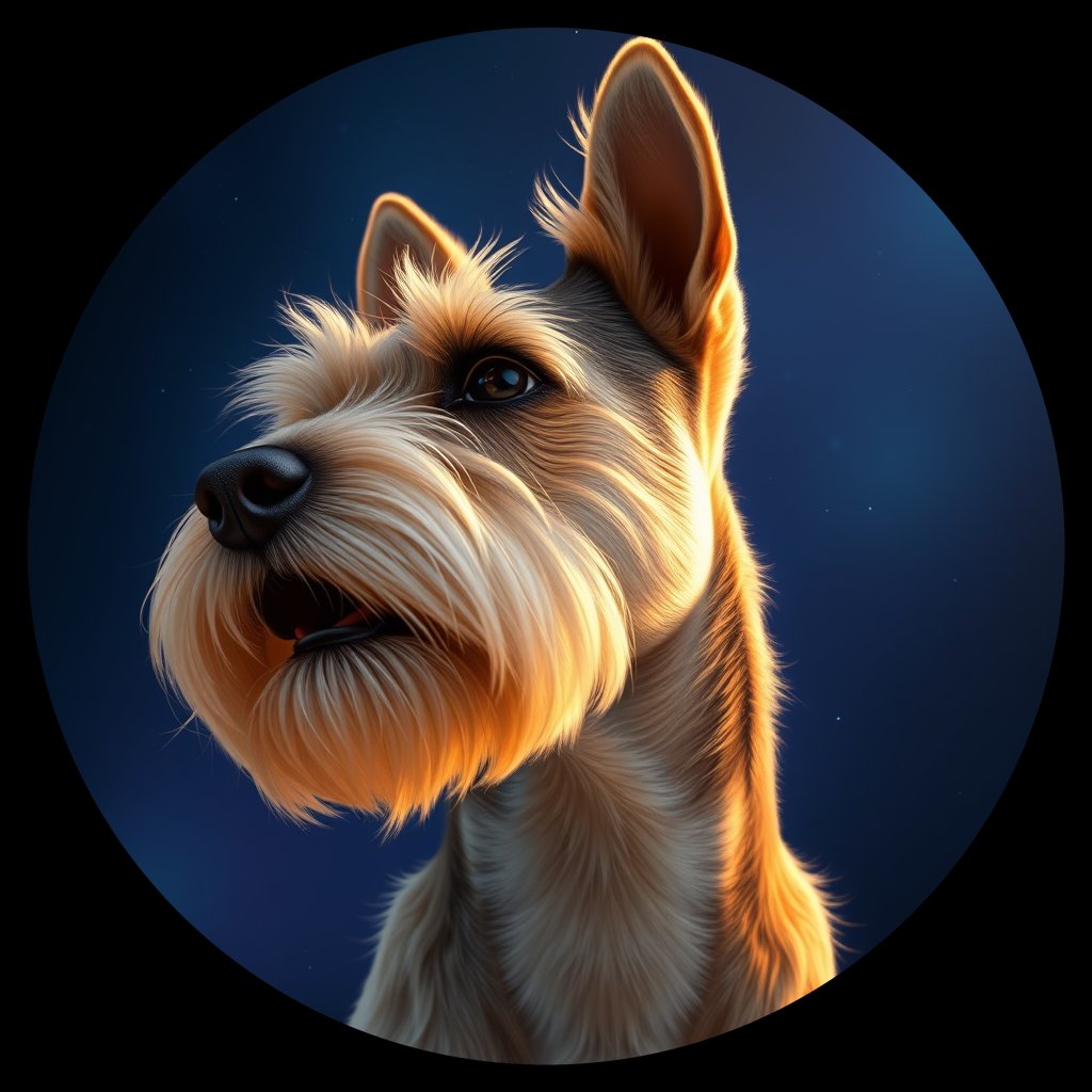 Cosmic medallion portrait of PFZ37G06_PFZ37G06, a Scottish Terrier