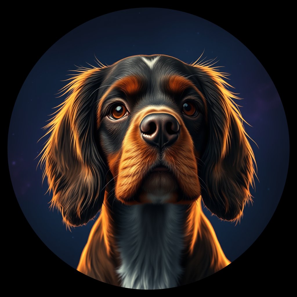 Cosmic medallion portrait of PFZ37G08_PFZ37G08, a English Cocker Spaniel