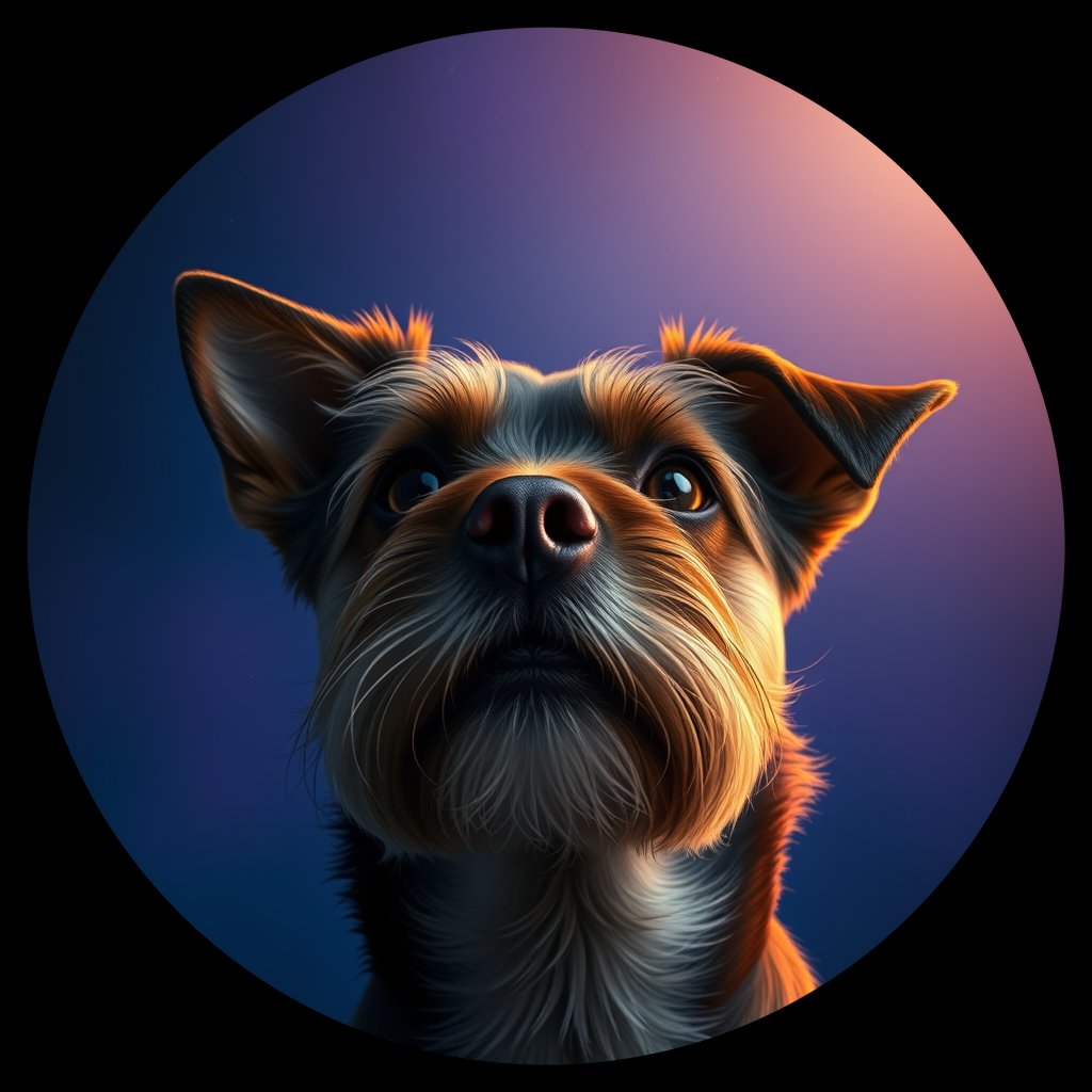 Cosmic medallion portrait of PFZ37G09_PFZ37G09, a Border Terrier