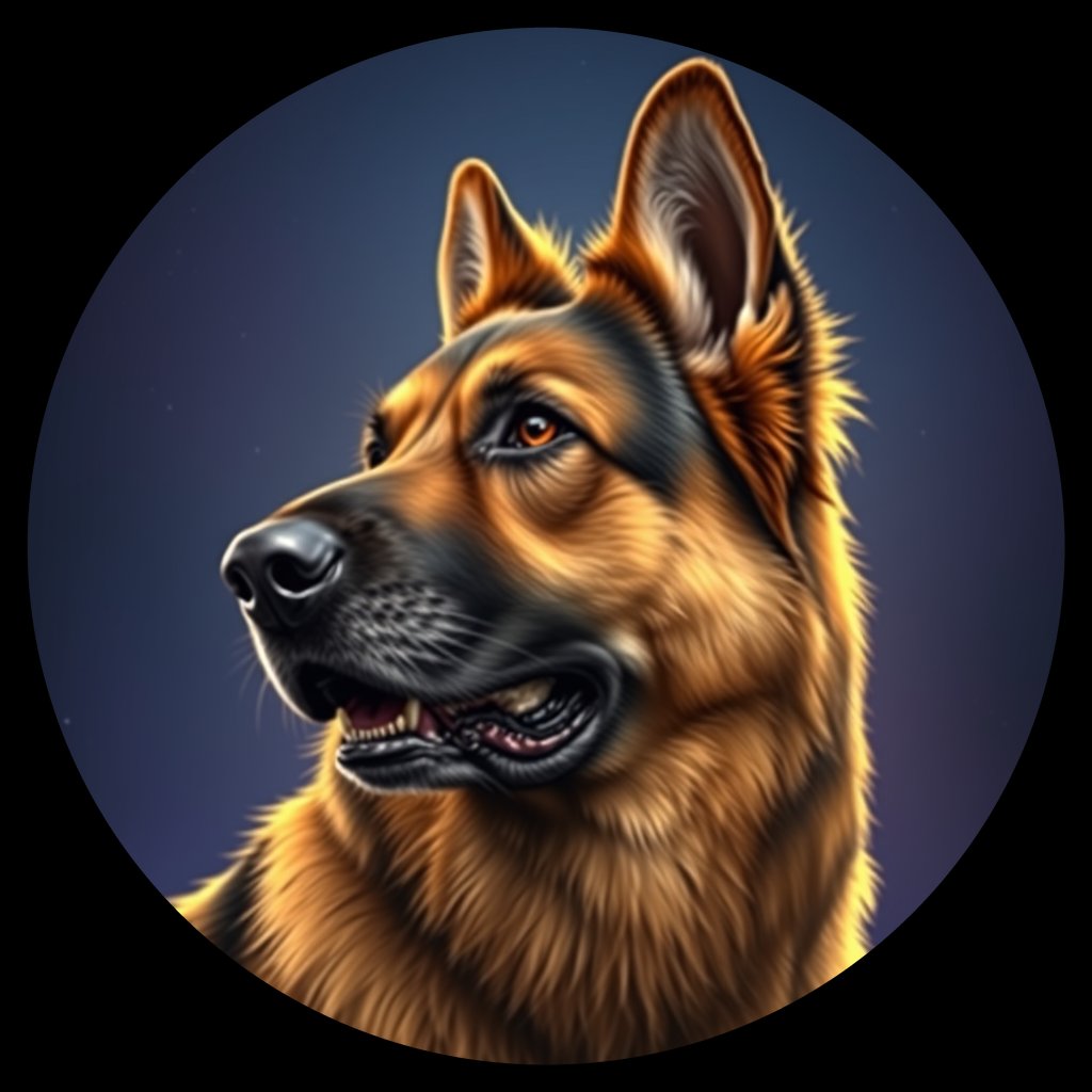 Cosmic medallion portrait of PFZ37G10_PFZ37G10, a German Shepherd