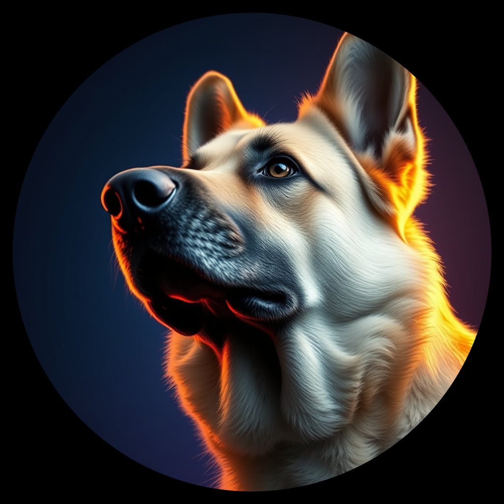 Cosmic medallion portrait of PFZ37G11_PFZ37G11, a German Shepherd