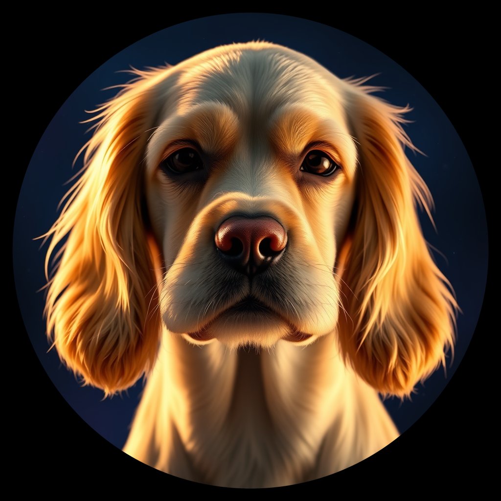 Cosmic medallion portrait of PFZ37G12_PFZ37G12, a American Cocker Spaniel