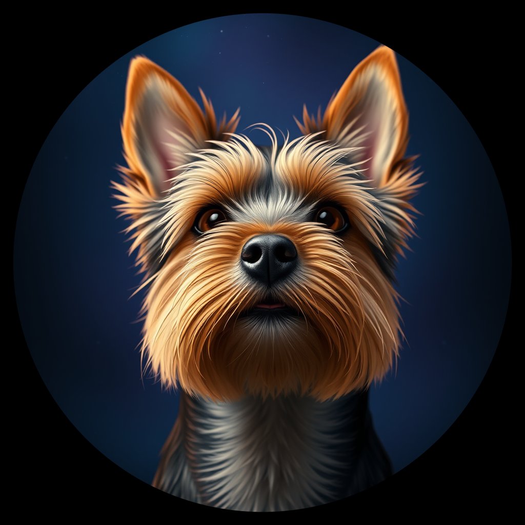 Cosmic medallion portrait of PFZ37H02_PFZ37H02, a Yorkshire Terrier