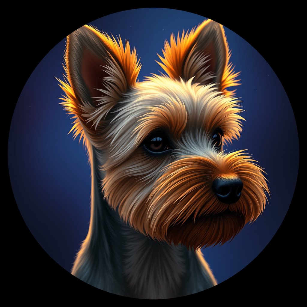 Cosmic medallion portrait of PFZ37H03_PFZ37H03, a Yorkshire Terrier