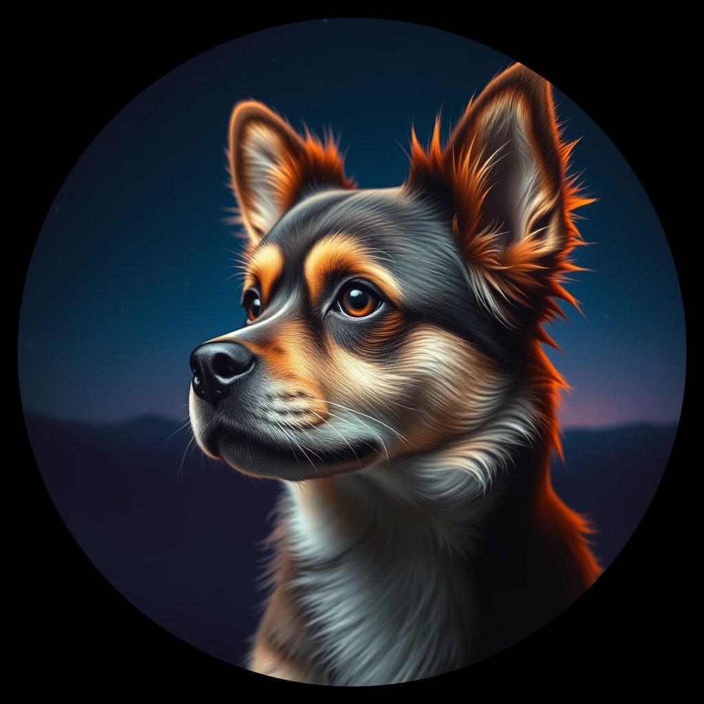 Cosmic medallion portrait of PFZ37H04_PFZ37H04, a Tibetan Spaniel