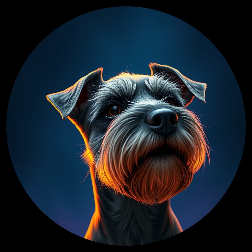 Cosmic medallion portrait of PFZ37H05_PFZ37H05, a Miniature Schnauzer