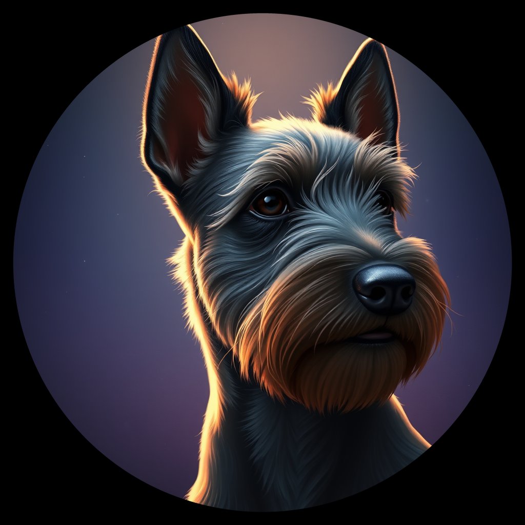 Cosmic medallion portrait of PFZ37H06_PFZ37H06, a Scottish Terrier