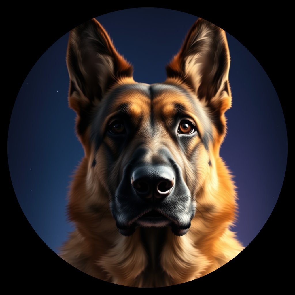 Cosmic medallion portrait of PFZ37H07_PFZ37H07, a German Shepherd
