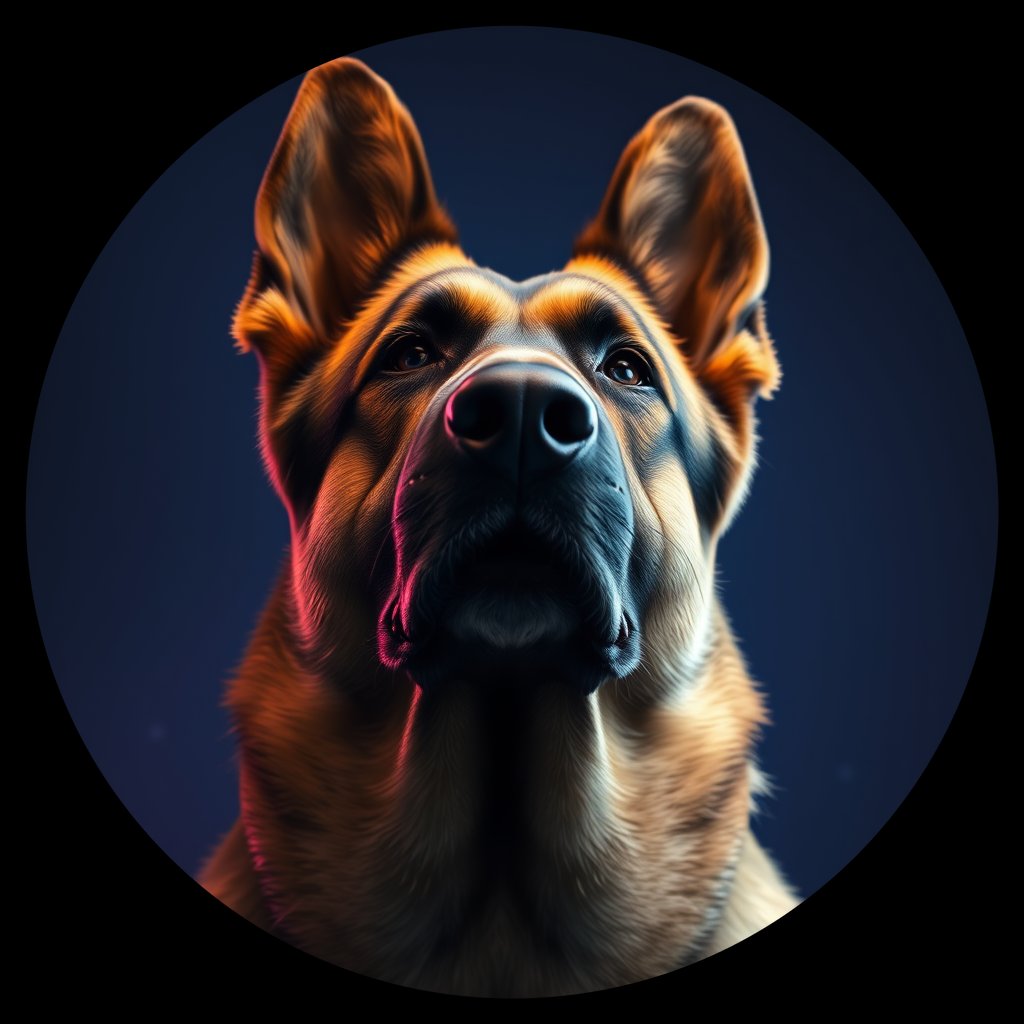 Cosmic medallion portrait of PFZ37H08_PFZ37H08, a German Shepherd