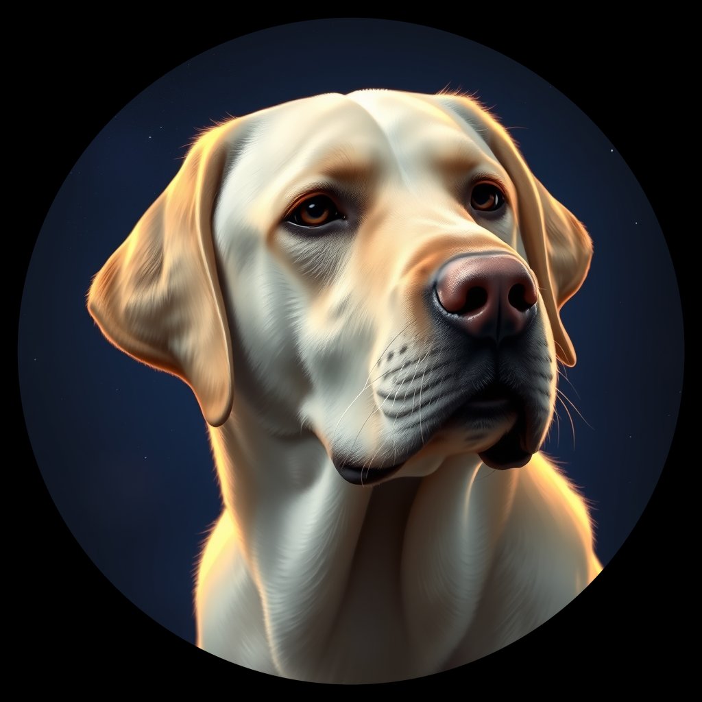 Cosmic medallion portrait of PFZ37H09_PFZ37H09, a Labrador Retriever