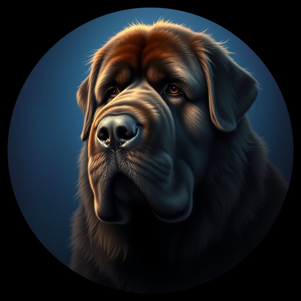 Cosmic medallion portrait of PFZ37H10_PFZ37H10, a Newfoundland