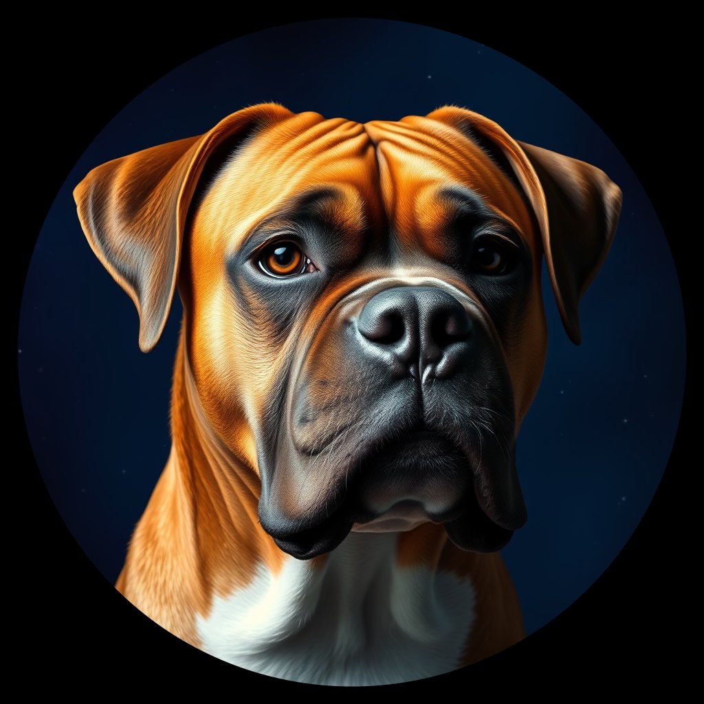 Cosmic medallion portrait of PFZ37H11_PFZ37H11, a Boxer