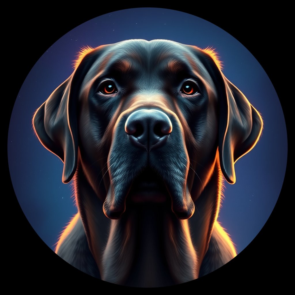 Cosmic medallion portrait of PFZ38A02_PFZ38A02, a Labrador Retriever