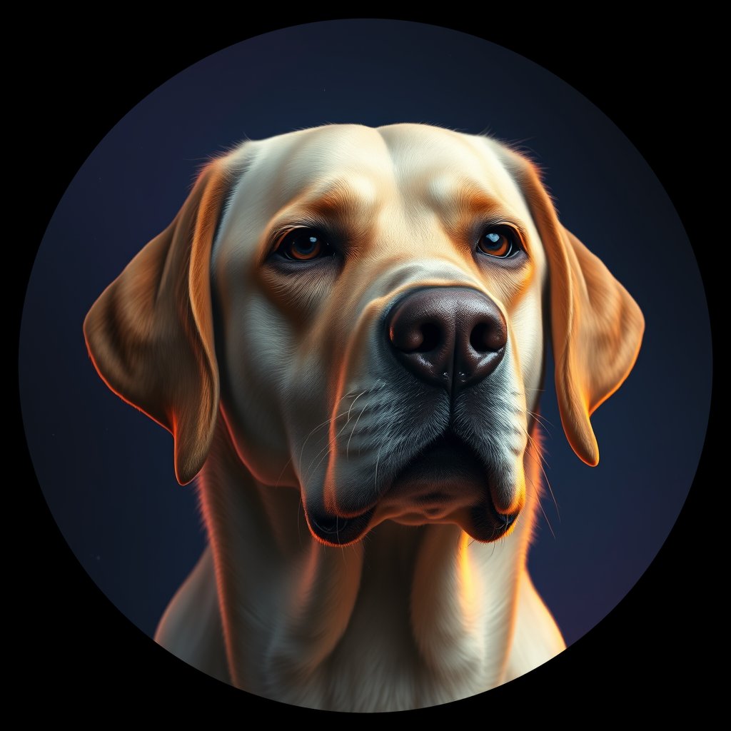 Cosmic medallion portrait of PFZ38A03_PFZ38A03, a Labrador Retriever