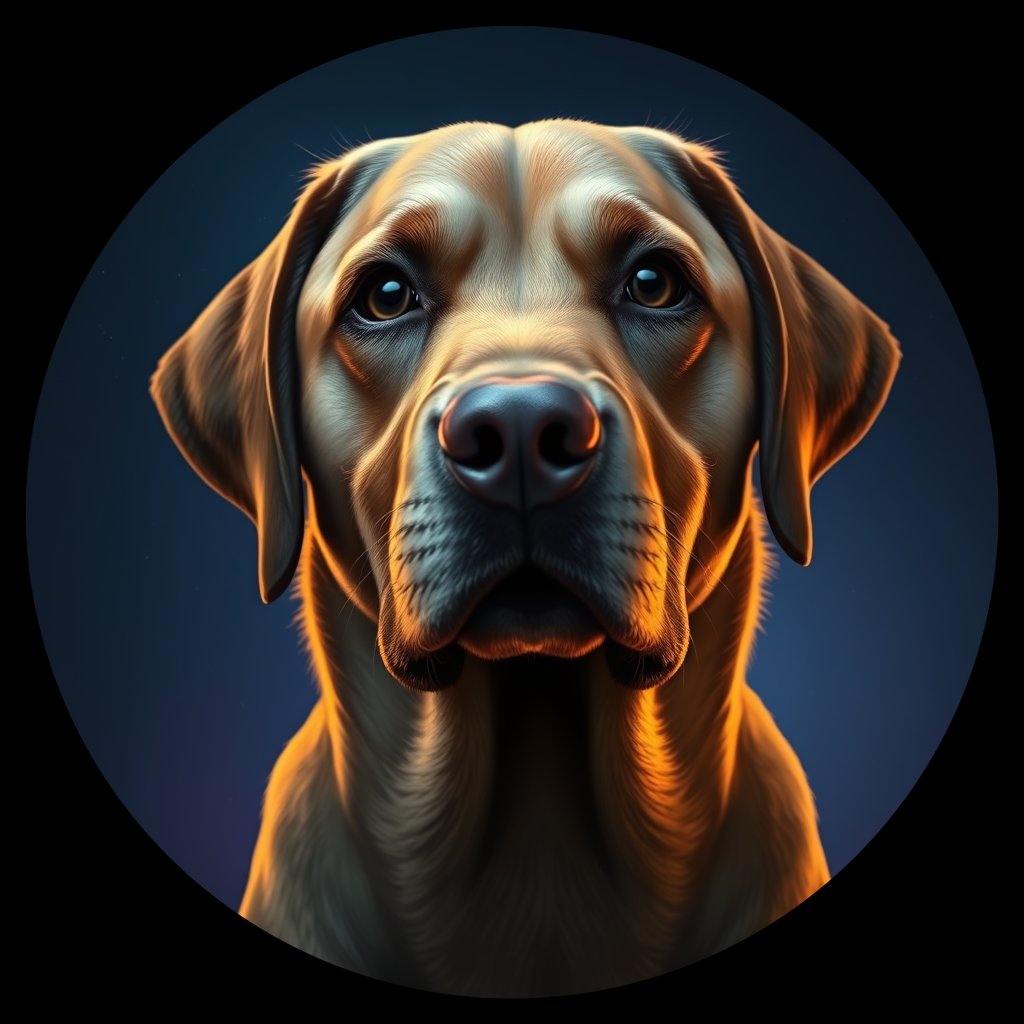 Cosmic medallion portrait of PFZ38A06_PFZ38A06, a Labrador Retriever