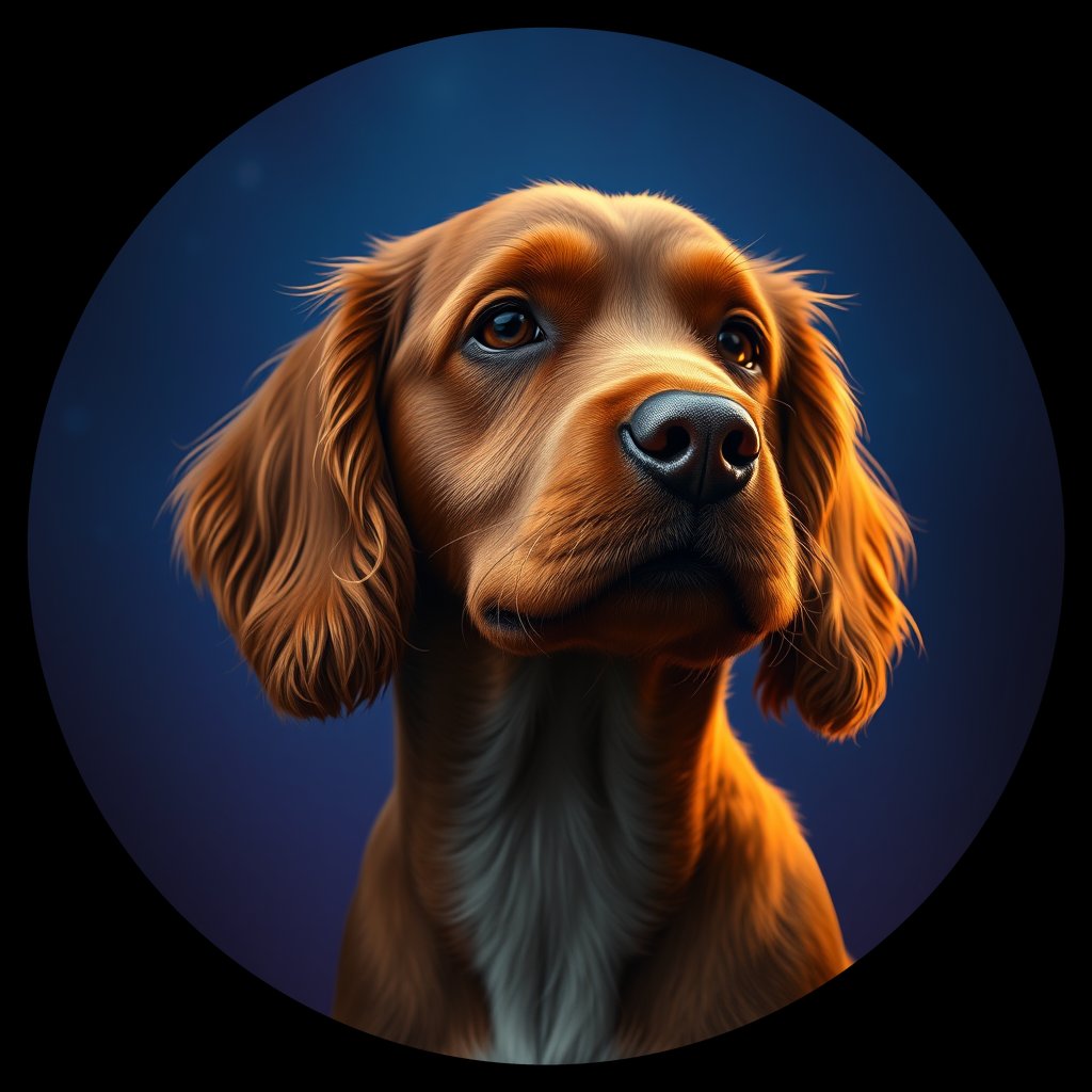Cosmic medallion portrait of PFZ38A08_PFZ38A08, a American Cocker Spaniel