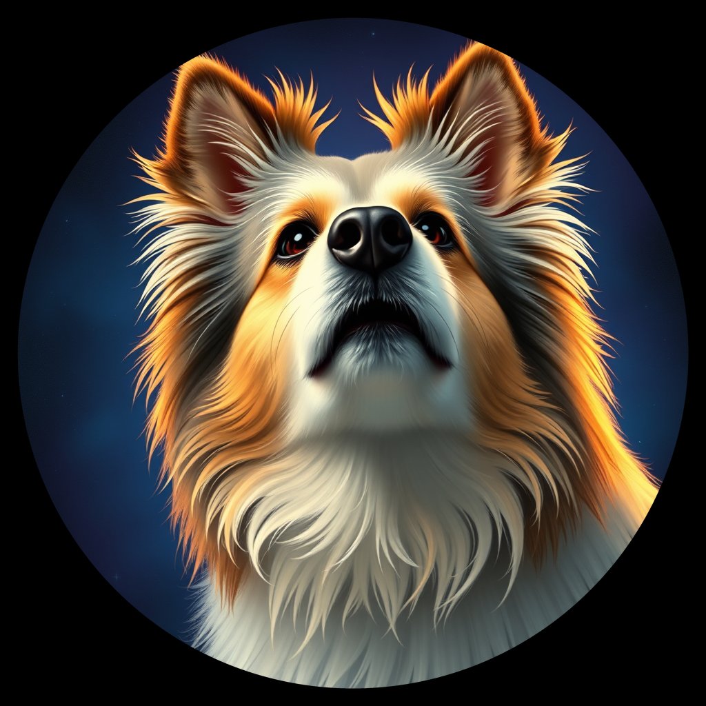 Cosmic medallion portrait of PFZ38A09_PFZ38A09, a Shetland Sheepdog