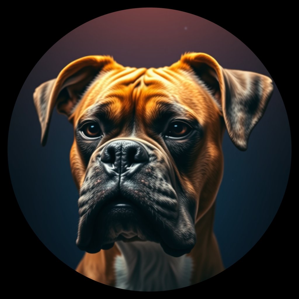 Cosmic medallion portrait of PFZ38B05_PFZ38B05, a Boxer