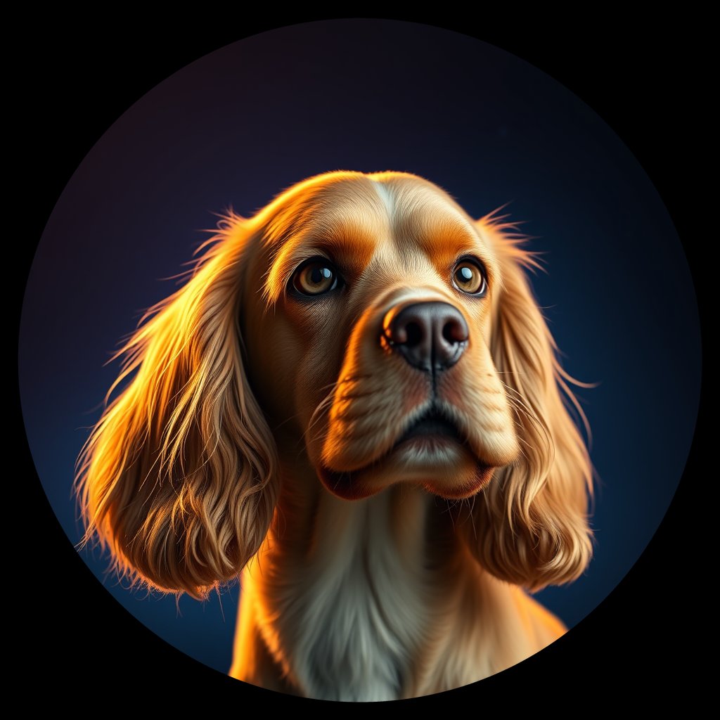 Cosmic medallion portrait of PFZ38B07_PFZ38B07, a American Cocker Spaniel