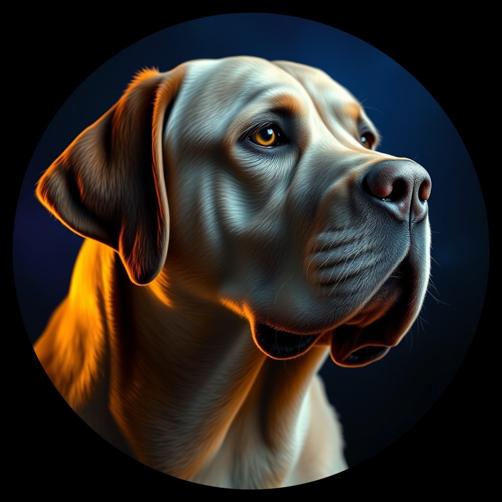 Cosmic medallion portrait of PFZ38B10_PFZ38B10, a Labrador Retriever