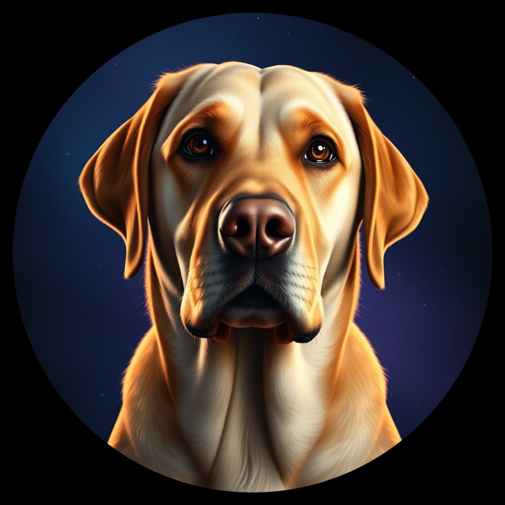 Cosmic medallion portrait of PFZ38B12_PFZ38B12, a Labrador Retriever