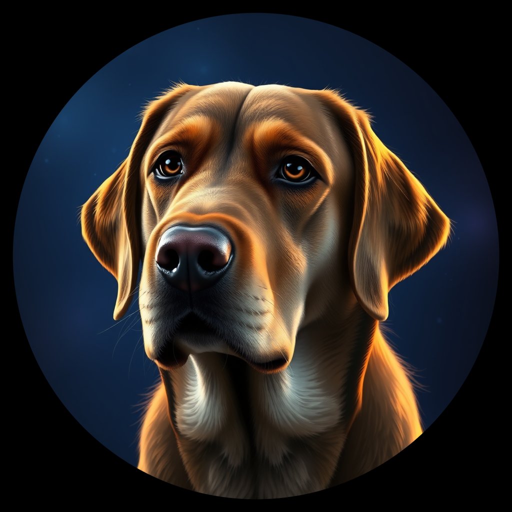 Cosmic medallion portrait of PFZ38C04_PFZ38C04, a Labrador Retriever