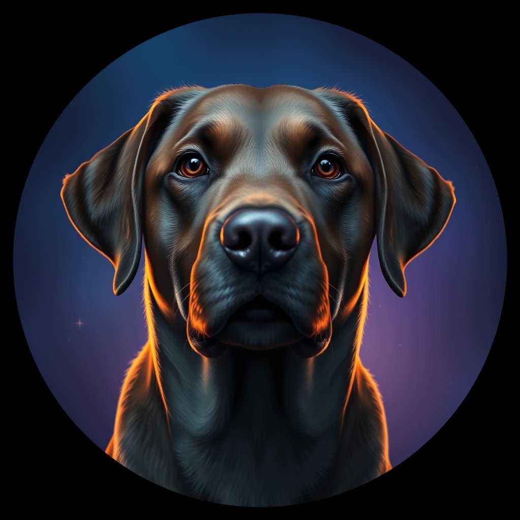 Cosmic medallion portrait of PFZ38C05_PFZ38C05, a Labrador Retriever