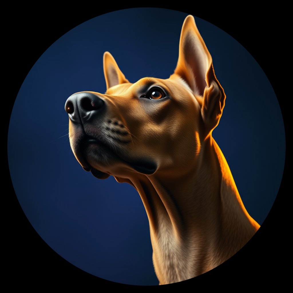 Cosmic medallion portrait of PFZ38C06_PFZ38C06, a Doberman Pinscher
