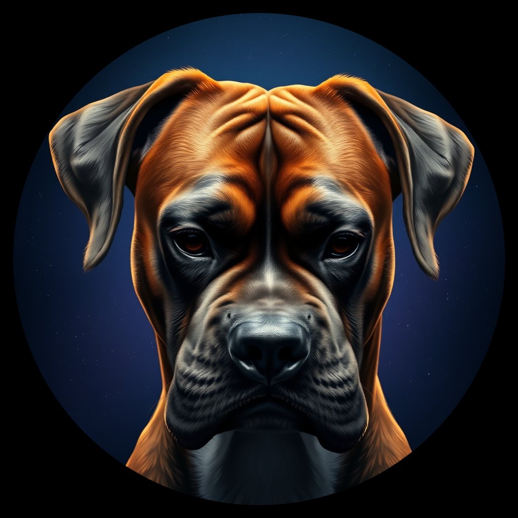 Cosmic medallion portrait of PFZ38C08_PFZ38C08, a Boxer