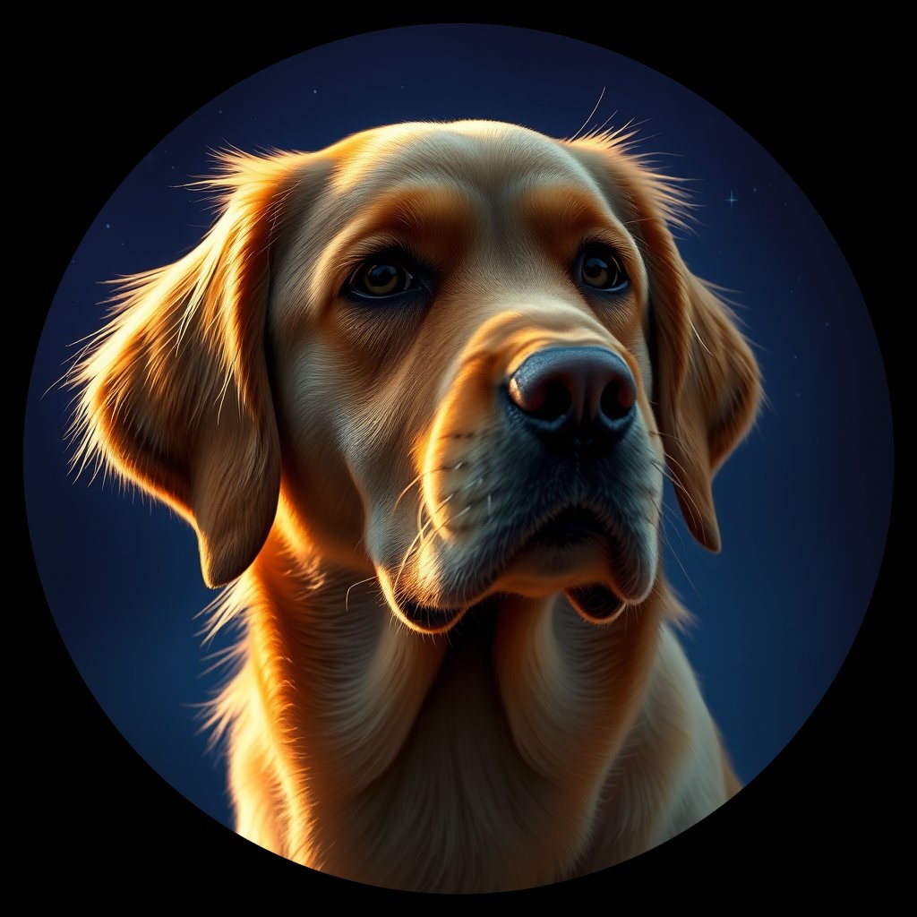 Cosmic medallion portrait of PFZ38C11_PFZ38C11, a Golden Retriever