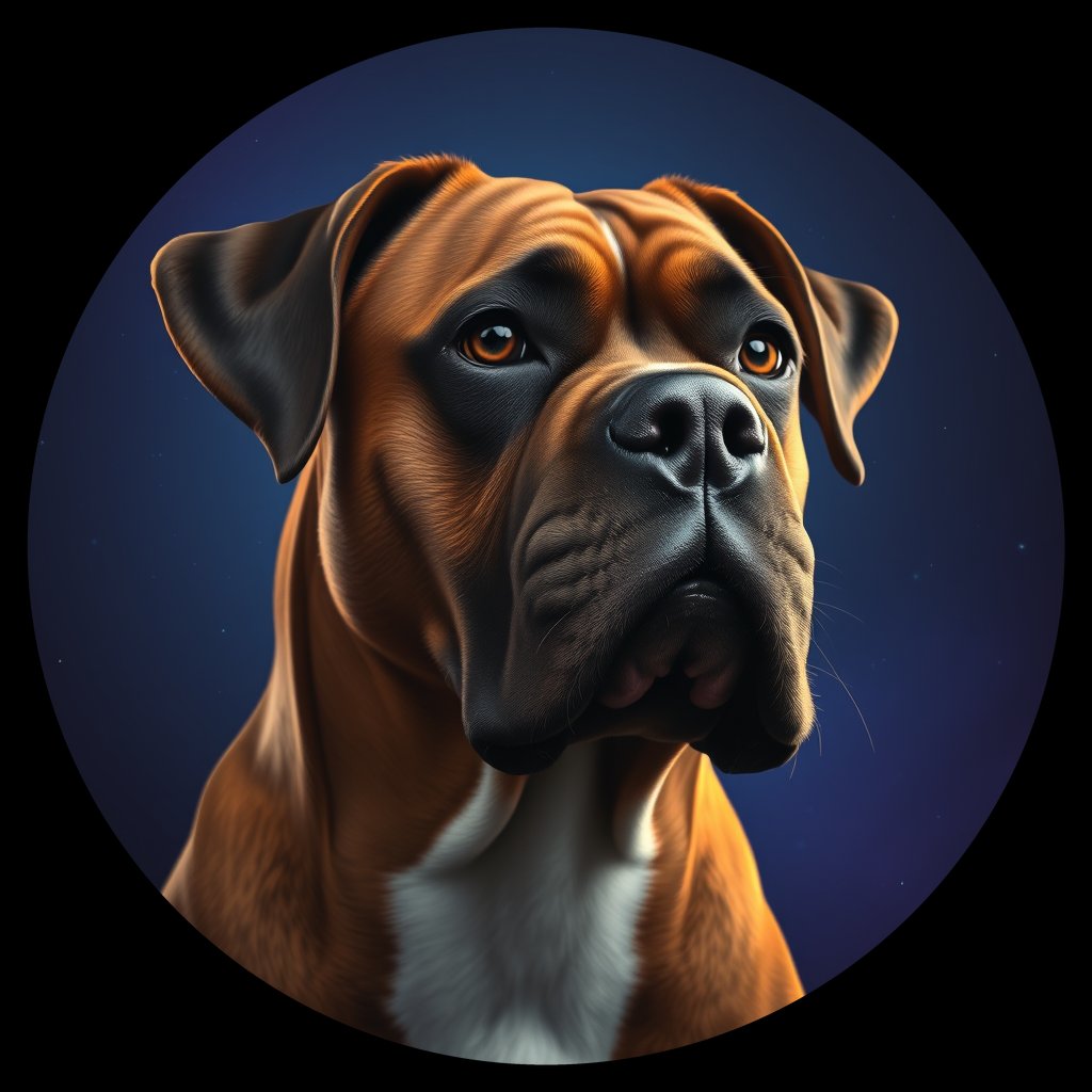 Cosmic medallion portrait of PFZ38C12_PFZ38C12, a Boxer