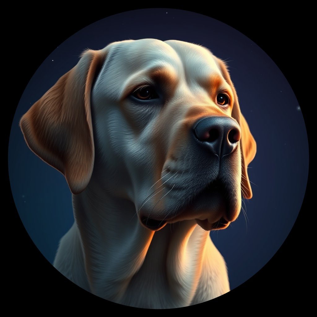Cosmic medallion portrait of PFZ38D02_PFZ38D02, a Labrador Retriever