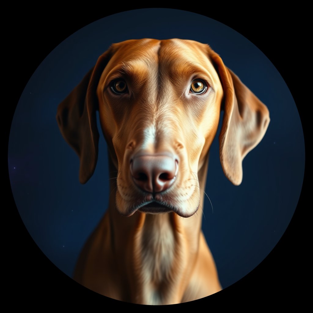 Cosmic medallion portrait of PFZ38D03_PFZ38D03, a Vizsla