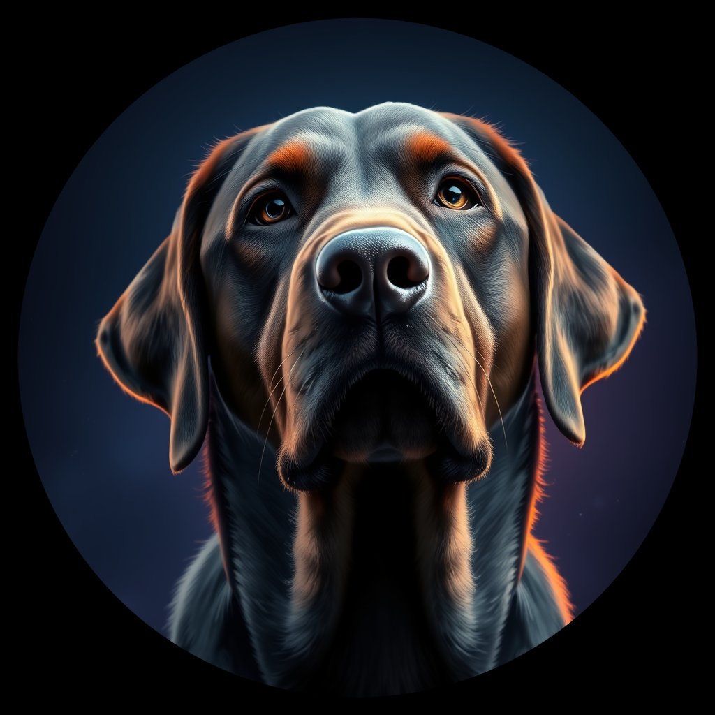 Cosmic medallion portrait of PFZ38D04_PFZ38D04, a Labrador Retriever