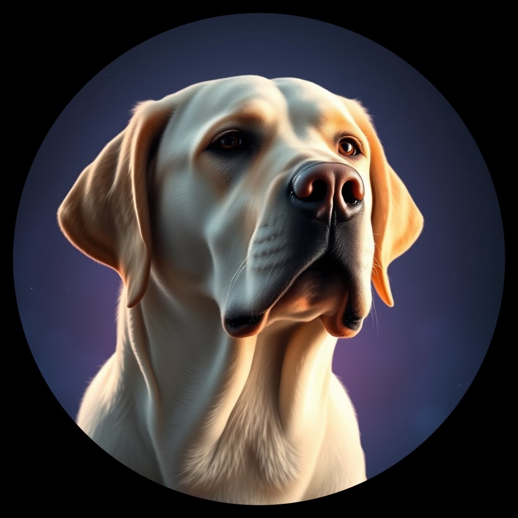 Cosmic medallion portrait of PFZ38D05_PFZ38D05, a Labrador Retriever