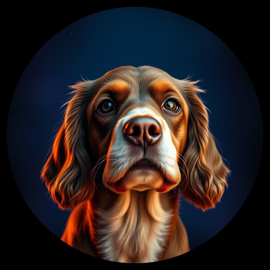 Cosmic medallion portrait of PFZ38D08_PFZ38D08, a American Cocker Spaniel