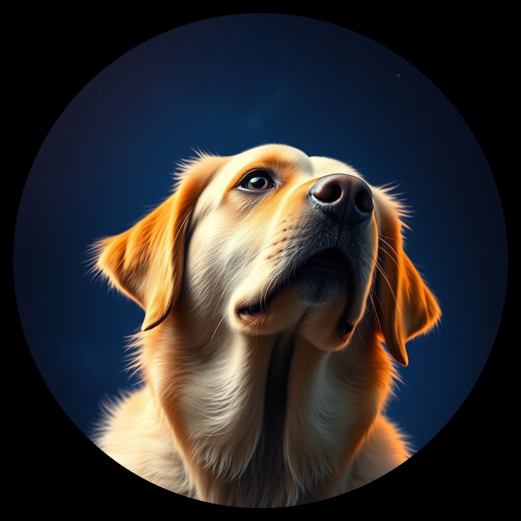Cosmic medallion portrait of PFZ38D09_PFZ38D09, a Golden Retriever