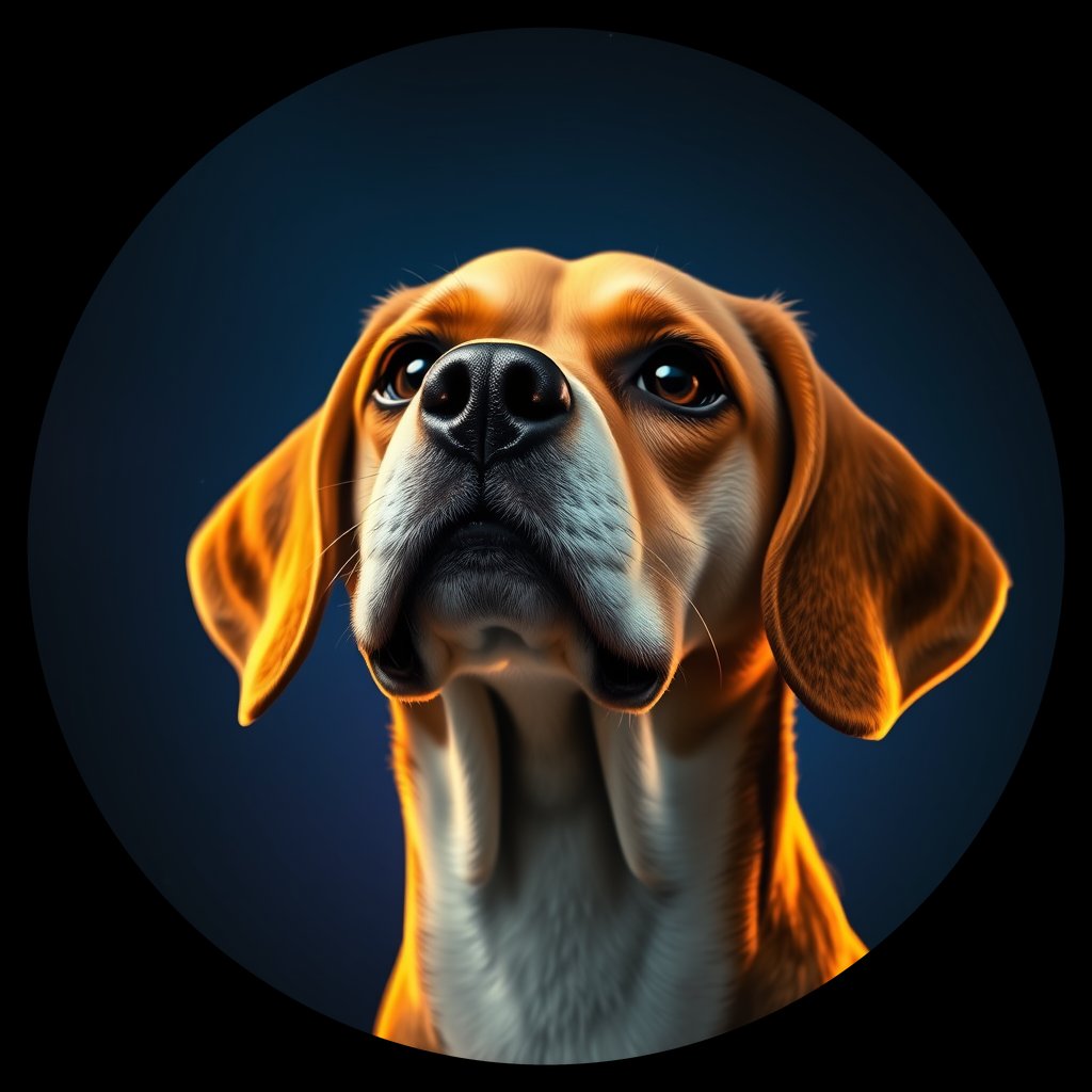 Cosmic medallion portrait of PFZ38D10_PFZ38D10, a Beagle